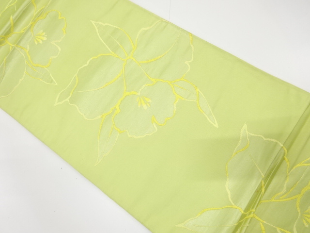 JAPANESE KIMONO / ANTIQUE FUKURO OBI / SILK / WOVEN ORCHID